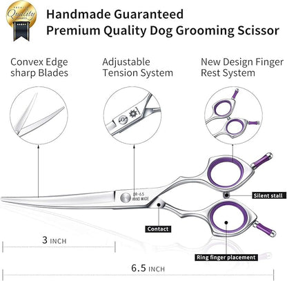 Grooming Pet Shear, 6.5 Inch Downword Curved Scissors, Curved Shears for Cat Shears and Small Dog Shears Or Any Breed Trimming Cuts, Design for Professional Pet Groomer