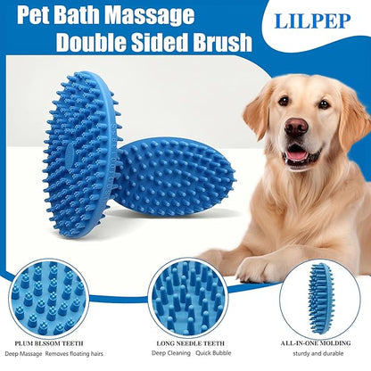 Dog Grooming Brush, Lilpep Pet Shampoo Bath Brush Soothing Massage Rubber Comb with Adjustable Ring Handle for Long Short Haired Dogs and Cats