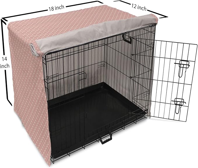 Lunarable Damask Dog Crate Cover, Victorian Ornate Feminine Pattern Old Fashioned Repeated Curly Floral Leaves, Easy to Use Pet Kennel Cover for Small Dogs Puppies Kittens, 18 Inch, Beige Rose