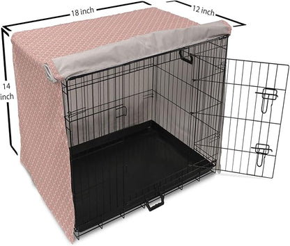 Lunarable Damask Dog Crate Cover, Victorian Ornate Feminine Pattern Old Fashioned Repeated Curly Floral Leaves, Easy to Use Pet Kennel Cover for Small Dogs Puppies Kittens, 18 Inch, Beige Rose