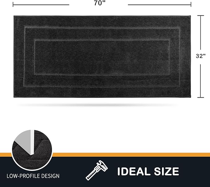 PURRUGS Dirt Trapper Door Mat 32" x 70", Non-Slip/Skid Machine Washable Entryway Rug, Dog Door Mat, Super Absorbent Welcome Mat for Muddy Wet Shoes and Paws, Charcoal