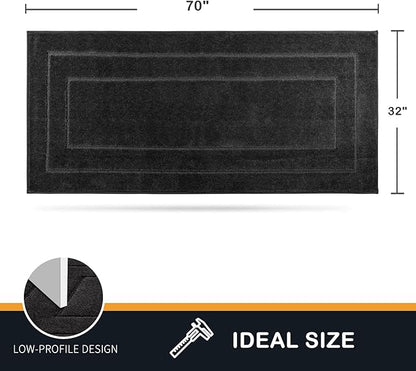 PURRUGS Dirt Trapper Door Mat 32" x 70", Non-Slip/Skid Machine Washable Entryway Rug, Dog Door Mat, Super Absorbent Welcome Mat for Muddy Wet Shoes and Paws, Charcoal