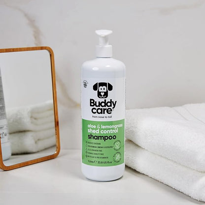 Shed Control Dog Shampoo by Buddycare | Aloe & Lemongrass Scented | with Aloe Vera and Pro Vitamin B5 (33.8oz)