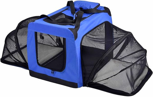 Pet Life Hounda Accordion Metal Framed Soft Folding Expandable Dog Crate - Collapsible Folding Pet Crate or Dog Kennel with Triple Expansion Room