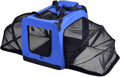 Pet Life Hounda Accordion Metal Framed Soft Folding Expandable Dog Crate - Collapsible Folding Pet Crate or Dog Kennel with Triple Expansion Room