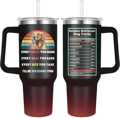 Golden retriever Tumbler for Dog Owner Gift,Golden retriever Water Bottle with Handle Insulated Reusable Stainless Steel 40oz (Golden retriever)