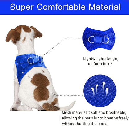 TwoEar Dog Vest Harness Reflective, No-Pull Pet Harness Easy Control with Breathable Mesh, Soft Puppy Step-in Harness No-Choke for Outdoor Walking, Training for Small Dogs(S, Blue)