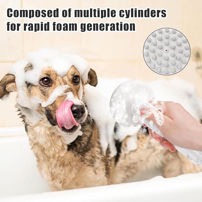 Dog Bath Brush, 3 in 1 Silicone Dog Scrubber for Bath Dog Shampoo Dispenser Brush with 36 Cleaning Brush Heads Pet Beauty Massage Washing Brush for Dogs Short Long Hair, 7.87x3.54in