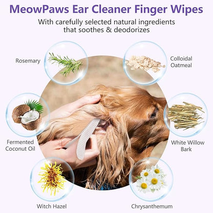 Dog Teeth Cleaning Wipes and Ear Wipes 240 Counts Gift Packaging, Pet Dental Finger Wipes for Dogs and Pet Ear Cleaner Finger Wipes, Gently Remove Ear Wax and Reduces Plaque, Freshen Breath