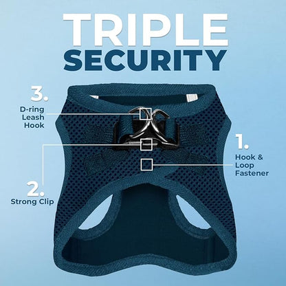 Voyager Step-in Air Dog Harness - All Weather Mesh, Reflective, No Pull Harness for Small, Medium Dogs, Cats - Secure with Hook & Loop Fastener, Buckle, Double D-Rings - Blue, M
