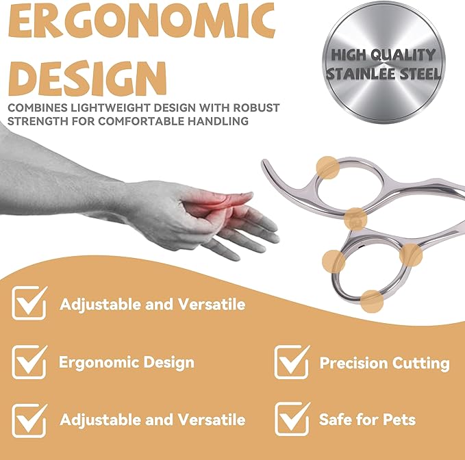 Professional Metal 10 In Curved Grooming Scissors for Dogs & Cats,30-Degree Curves Shears,Easy Hair Cutting for Pets at Home,Sharp and Comfortable Stainless Steel Clippers for Dog Trimming Face,Paws