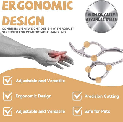 Professional 8.5 In Straight Pet Grooming Scissors,Stainless Steel, Ultra Sharp Blades for Precise Trimming of Dogs and Cats, Lightweight Ergonomic Design Clippers for Easy Hair Cutting Like a Barber