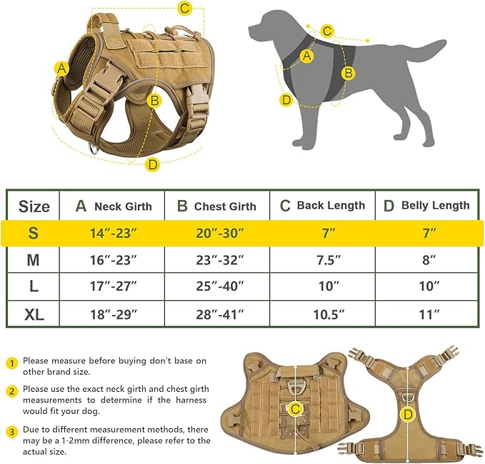 WINGOIN Tactical Dog Harness for Small Dogs No Pull Adjustable Pet Harness with Handle Reflective K9 Military Service Dog Vest for Walking Hiking Training (S)