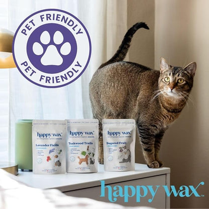 Happy Wax Teakwood Trails Wax Melts for Pet Owners – Odor Eliminating, Calming, Pet-Safe, Non-Toxic, Dye-Free, Perfect for Use with Wax Warmers - 4 oz Pouch