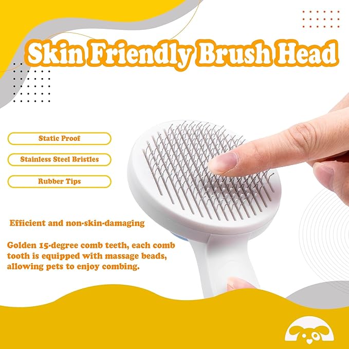 PetNBeyond Self-Cleaning Grooming Brush for Cats and Dogs - Easily Removes Loose Undercoat, Mats, and Tangled Hair - Offers a Gentle Massage for Dogs and Cats