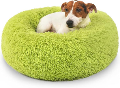 Puppy Bed for Calming Dog 23 Inches Dark Gray Anti-Anxiety Donut Dog Bed for Small Medium Dogs Washable Fuzzy Dog Bed Fits up to 15 lbs Pets Beds for Small Dog