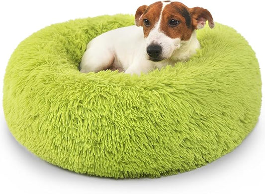 Puppy Bed for Calming Dog 23 Inches Dark Gray Anti-Anxiety Donut Dog Bed for Small Medium Dogs Washable Fuzzy Dog Bed Fits up to 15 lbs Pets Beds for Small Dog