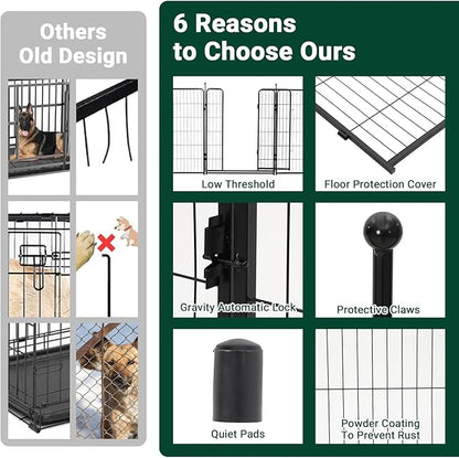 Dog Playpen,40 Inch(H) 21 Ft(L) 8 Panels Dog Fence Indoor/Outdoor,Heavy Duty Metal Pet Puppy Exercise Pen, Wide Door Low Threshold,Portable Pet Playpen for Rv Camping Garden Yard