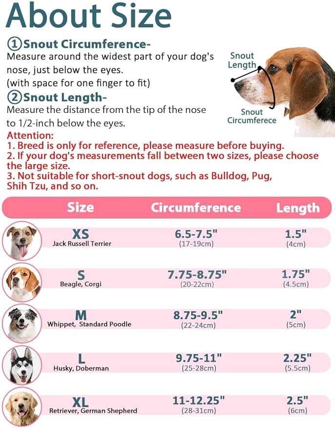 LUCKYPAW Dog Muzzle, Mesh Dog Muzzle for Large Medium Small Dogs, Soft Muzzles for Biting Chewing Fierce Barking, Breathable Muzzle with Adjustable Strap for Training (Hot Pink, L(Snout:9.75"-11"))