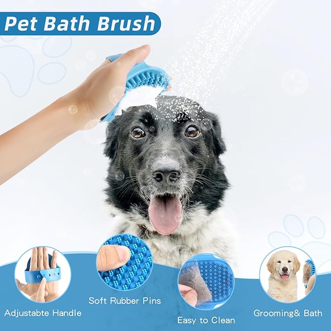 Dog Brush Dog Grooming Kit 6PCS Dog Brush for Shedding-Dog Brushes for Grooming, Dematting Comb for Dogs, Cat & Dog Nail Clipper with Nail File, Flea Comb, Dog Bath Brush-Blue