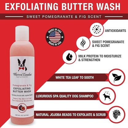 Warren London Exfoliating Butter Wash - Premium Conditioning Dog Shampoo - Pomegranate & Fig - 8 Oz