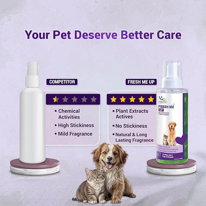 Natural Remedies Fresh Me Up Waterless Mild Foam Cleanser for Dogs and Cats - Dry Shampoo - Grooming Bath Supplies- Pet Deodorizer, Lick Safe, Hypoallergenic & Sulphate Free, All Breeds, 15.21 fl. oz.