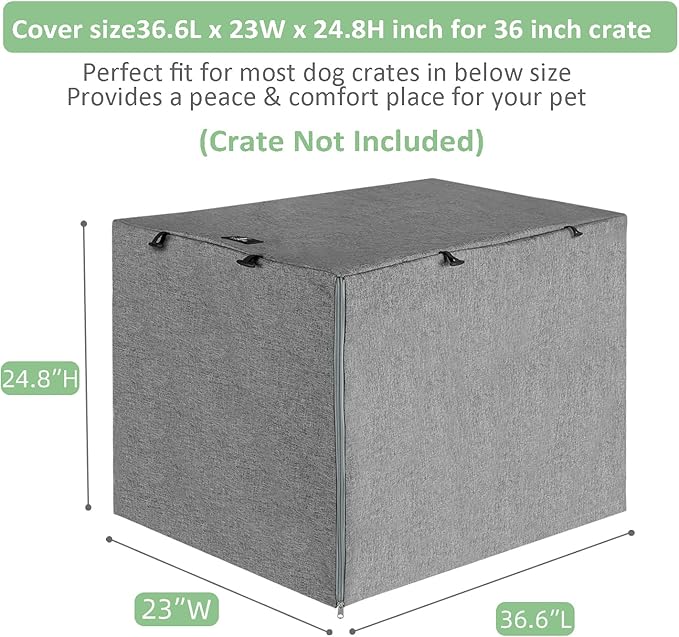 X-ZONE PET Double Door Dog Crate Cover - Polyester Pet Kennel Cover (Fits 24 30 36 42 48 inches Wire Crate) (36 Inch, Grey)