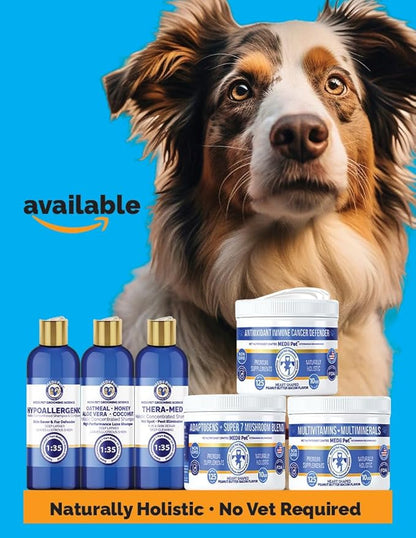 THERA-MED Concentrated Shampoo - Natural Scent, Foams & Rinses Easily, 16 Oz Medicated Dog Shampoo for Intense Itch Relief, Makes 4 Gallons