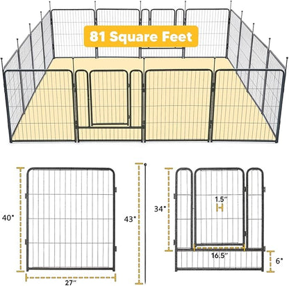 TMEE Dog Playpen, 40" Height 16 Panels Outdoor Dog Fence Pet Play Pen, Puppy Pens for Large/Medium/Small Dogs, Ideal for RV, Camping, Yard, Indoor