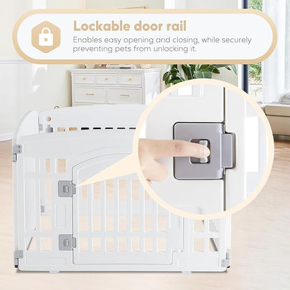 Simple Deluxe Dog Playpen, 24" Exercise 4-Panel Pet Playpen with Door, Safe and Secure, Folding and Portable Puppy Playpen for Puppies and Small Dogs, White