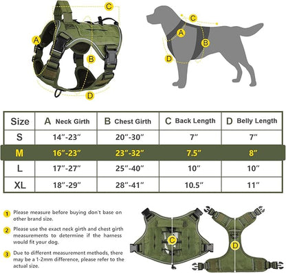 WINGOIN Green Harness with Handle Tactical Dog Harness Vest for Large Medium Dogs No Pull Adjustable Reflective K9 Military Dog Vest Harnesses for Walking, Hiking, Training(M)