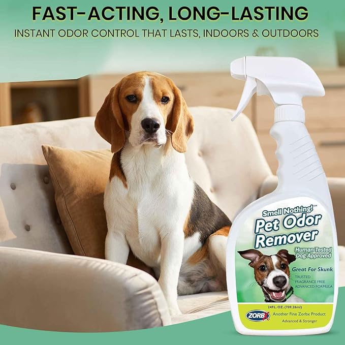 ZORBX Unscented Pet Odor Remover Spray 24 FL Oz – Perfume Free Strong Litter Odor Remover - Advanced Odor Control for Carpet, Bathroom & Urine Odors - Fast Acting Odor Remover Spray for Dogs & Cats