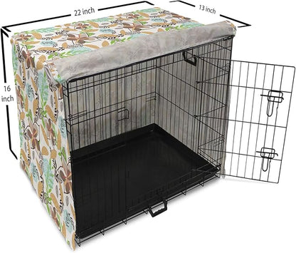 Lunarable Paint Dog Crate Cover, Leaf Petals Flourish Summer Florets Dahlia Romantic Girls, Easy to Use Pet Kennel Cover for Small Dogs Puppies Kittens, 22 Inch, Sand Brown Pale Blue