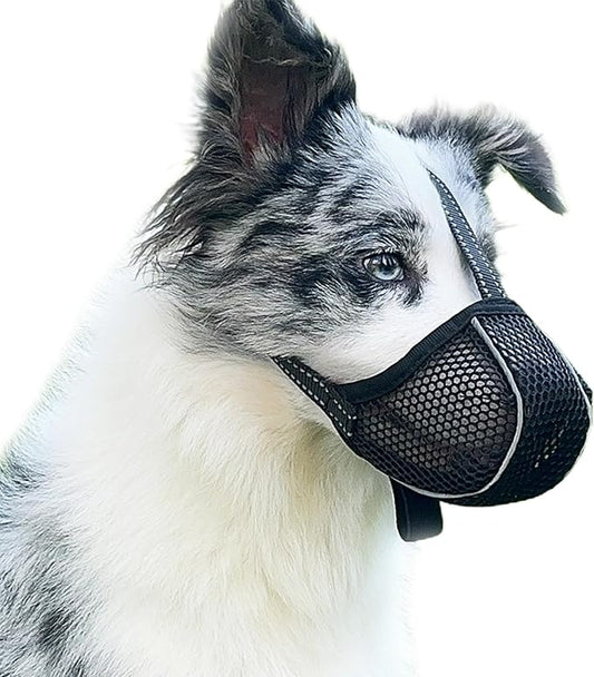 Large Dog Muzzle, Muzzle for Large Dogs to Prevent Eating/Chewing/Biting, Breathable Reflective Adjustable Medium Dog Accessories Dog Muzzle (Black, S)