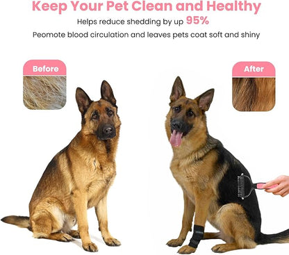 Pet Grooming Tool- 2 Sided Undercoat Rake for Dogs &Cats-Safe and Effective Dematting Comb for Mats&Tangles Removing (Pink)