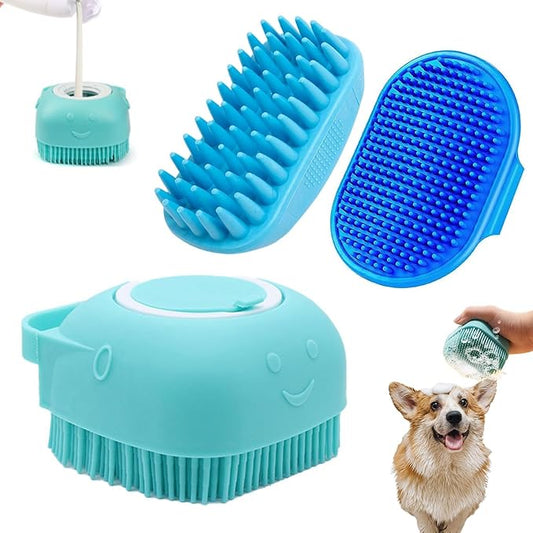 Dog Bath Brush Scrubber Pet Bath Brush Puppy Dog Soap Scrubber for Short Long Haired Dogs and Cats Grooming Cleaning