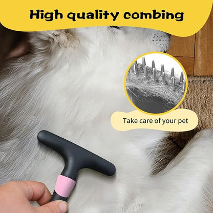 Pet Hair Remover, Portable Dog Cat Hair Remover Lint for Hairball, Fuzz, Carpet Restoration, Carpet Rake, Carpet Groomer Rake, Shag Rug Rake, Hair Cleaner Suitable for Rug and Carpet (Bone Pink)