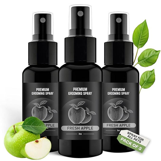 605Products Premium Dog Cologne & Odor Eliminator - Long Lasting Puppy Perfume, Deodorant Grooming Spray with Essential Oils, 2oz Fresh Apple (3-Pack)