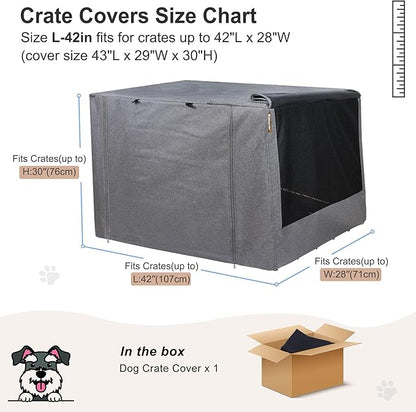 HiCaptain Folding Metal Dog Crate Cover for 42 Inch Wire Pet Cage(Two-Tone Gray)