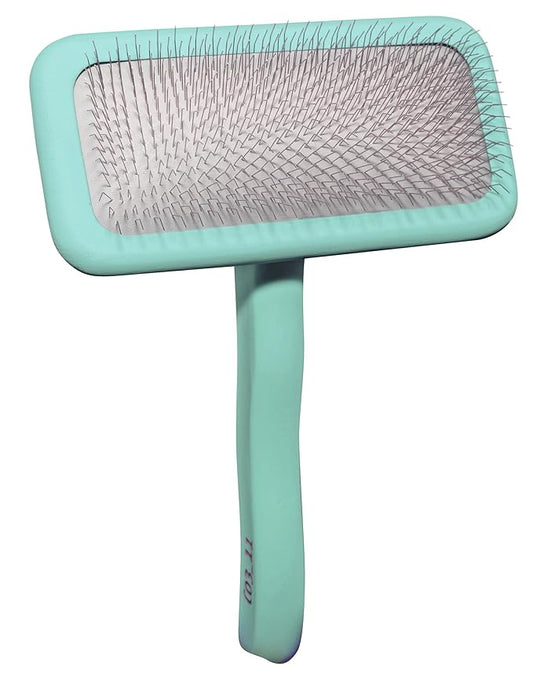 TAURO PRO LINE - Slicker Brush Rectangular L | Premium brush for dogs & cats with soft, flexible cushion ergonomic design. | Included: 1x grooming brush in Mint, Dimensions: Rectangular, 4.7 x 6.6in