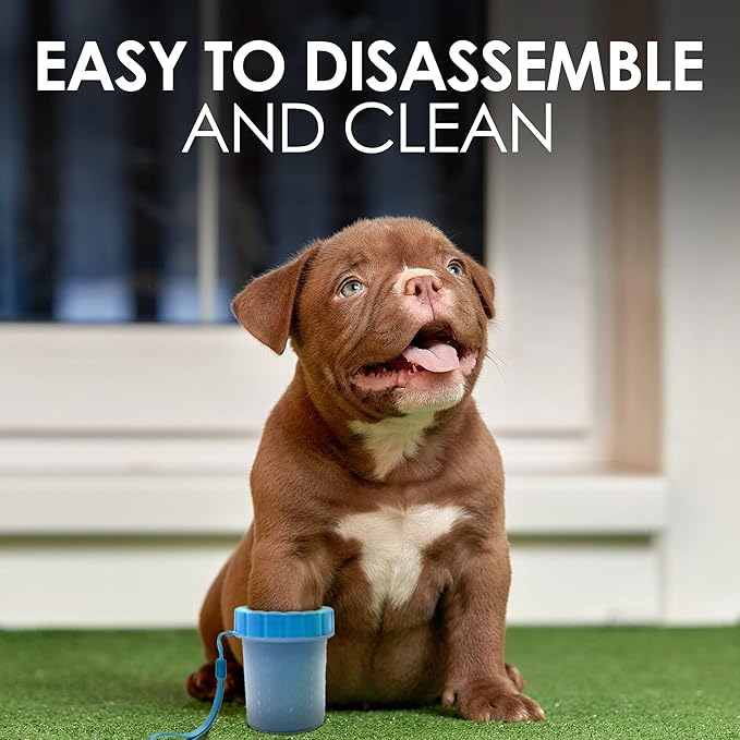 Dog Paw Cleaner l Keep Your Pet's Paws Clean and Fresh l Medium Size 9.5 x 9.5 x 11.5 cm l PP, Silicon and Polyester Materials l Easy and Effective Paw Cleaning Solution l Blue