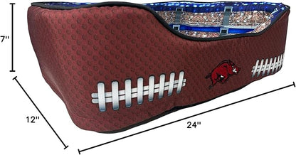 NCAA Arkansas Razorbacks Stadium Dog Bed, Pet Pillow Bed for Dogs, Sporty Football Dog Bed and Lounge Cushion