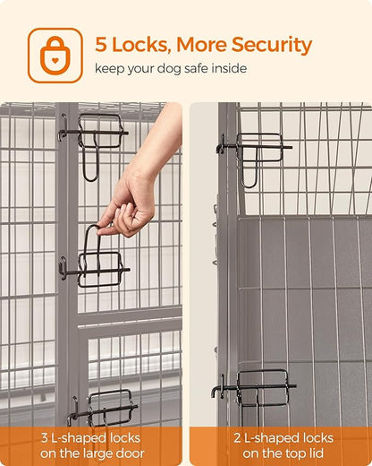 Feandrea Heavy-Duty Dog Crate, Metal Dog Kennel and Cage with Removable Tray, XXL for Large Dogs, 48 x 29.3 x 31.7 Inches, Black UPPD003B01