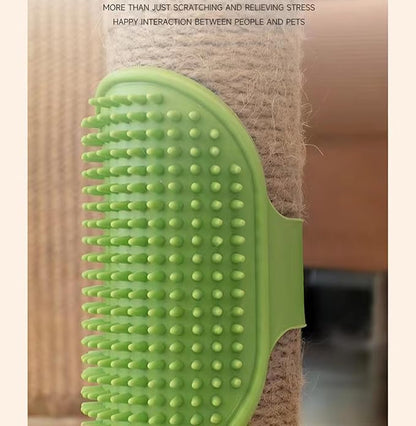 Silicone Pet Brush Pet Massage Bath - Flexible Rubber Dog Shower Brush with Adjustable Strap - Soothing Massage Bristles Produce more Lather, Reduce Bath Time, Remove More Dirt & Loose (Green)