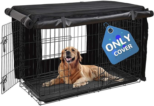 HONEST OUTFITTERS Dog Crate Cover, 24 Inch Dog Kennel Cover for Medium and Large Dog, Heavy Duty Oxford Fabric,with Double Door, Pockets and Mesh Window (25L x 19W x 20H, Black)