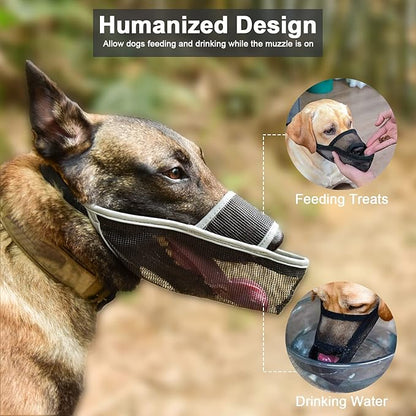Crazy Felix Nylon Dog Muzzle for Small Medium Large Dogs, Air Mesh Breathable and Drinkable Pet Muzzle for Anti-Biting Anti-Barking Licking (XXS, Reflective Trim)