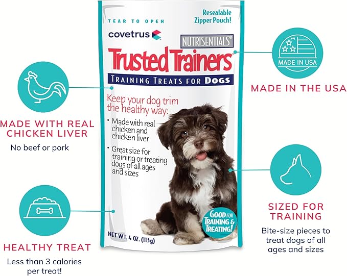 NutriSentials Trusted Trainers Training Treats for Dogs - Soft Dog Treats for Small, Medium & Large Dogs - Chicken Flavor - 10 Pack - 4 oz