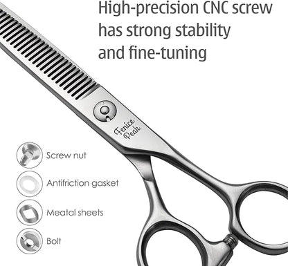 Fenice Peak 3pcs Dog Grooming Scissors Set Straight Thinning Curved Shears Stainless Steel Shears for Pet Grooming Sharp and Durable with Case Suitable for home users and Professional Groomer