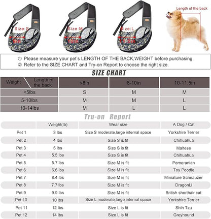 Cuby Pet Dog Sling Carrier for Small Dogs Cats Breathable Mesh Travel Safe Sling Bag Carrier for Dogs Cats Puppy (L, Camouflage)