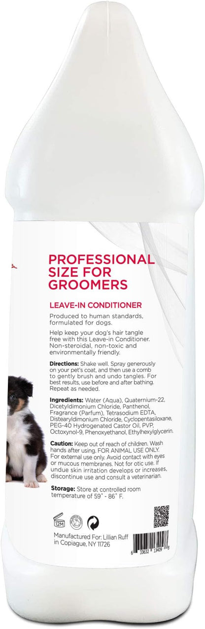 Lillian Ruff Leave-In Dog Conditioner & Detangler Spray - pH Balanced After-Bath No Rinse Hydrating Dog Conditioning Spray - Silky Shine Spray For Dry Skin Itch Relief, Detangling & Dematting (Gallon)